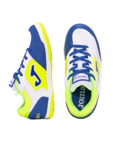 BOTAS DE FÚTBOL SALA JOMA TOP FLEX JR 2402 BLANCO ROYAL INDOOR