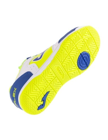 BOTAS DE FÚTBOL SALA JOMA TOP FLEX JR 2402 BLANCO ROYAL INDOOR